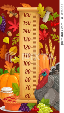 Kids height chart with turkey, autumn harvest 81096857