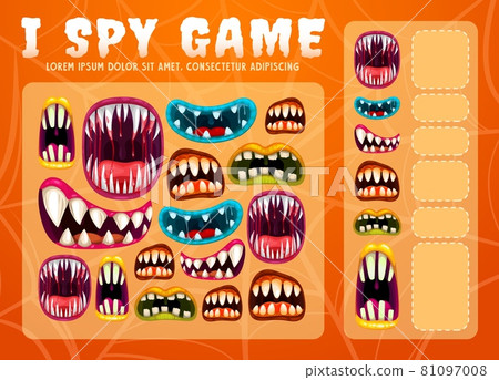 Child I spy game with Halloween monsters maws Child I spy game with Halloween monsters maws 81097008