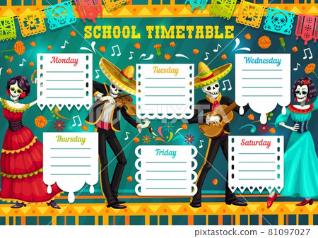 School timetable with Day of the Dead skeletons School timetable with Day of the Dead skeletons 81097027