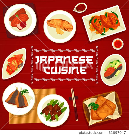 Japanese cuisine cartoon vector poster Japan meals Japanese cuisine cartoon vector poster Japan meals 81097047