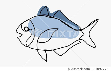 Doodle freehand sketch continuous drawing of fish. 81097772