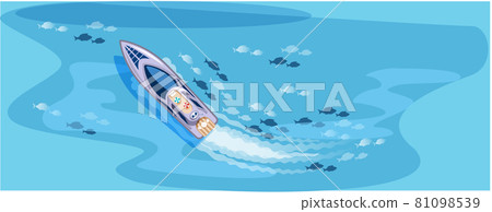 Set of yachts maritime ships at sea, shipping boats. Water transport boat, vessel vecto 81098539