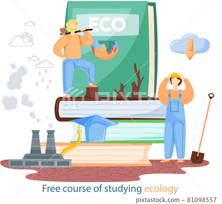 Free course of studying ecology vector banner. Ecologist scientist taking care of nature and learns Free course of studying ecology vector banner. Ecologist scientist taking care of nature and learns 81098557