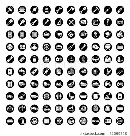 100 vector black industry icons set vector... - Stock Illustration ...
