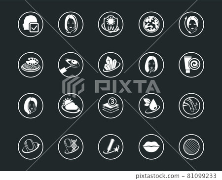 Vector graphic set. Icons, minimal design. Beauty. Attributes of beauty for women. Concept illustration for Web site. Sign, symbol, element. Vector graphic set. Icons, minimal design. Beauty. Attributes of beauty for women. Concept illustration for Web site. Sign, symbol, element. 81099233