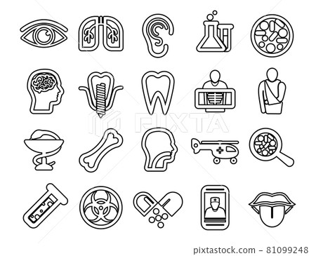 One Medical And Health medicine thin line icons set. 81099248