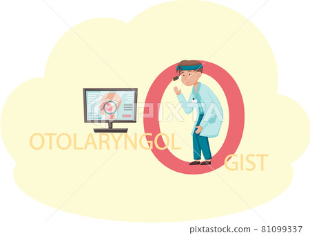 Otology doctor with patient. Otorhinolaryngology healthcare medicine or otolaryngology diseases Otology doctor with patient. Otorhinolaryngology healthcare medicine or otolaryngology diseases 81099337