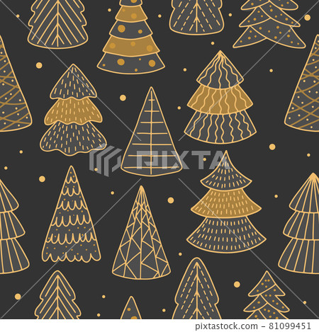 Holiday Seamless Pattern with Christmas tree. Xmas winter background 81099451