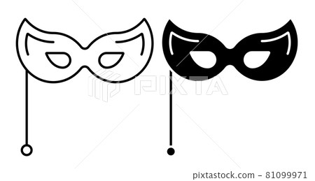 Linear icon. Theatrical female mask. Venetian carnival eye mask. Simple black and white vector isolated on white background 81099971