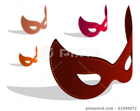 set of Isometric Venetian carnival eye mask. Theatrical female mask. Realistic 3D vector isolated on white background 81099972