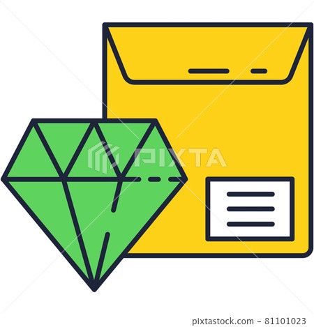 Jewel brilliant gem and pocket parcel vector icon Jewel brilliant gem and pocket parcel vector icon 81101023