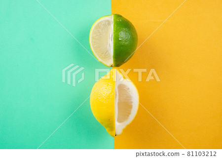 青檸和檸檬的綠色和黃色夏天的清爽概念照片 青檸和檸檬的綠色和黃色夏天的清爽概念照片 81103212