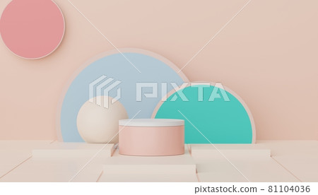 Abstract display podium with minimal geometric shapes design. 3d rendering scene for mock up and product presentation. Pedestal platform for cosmetic advertise. Abstract display podium with minimal geometric shapes design. 3d rendering scene for mock up and product presentation. Pedestal platform for cosmetic advertise. 81104036