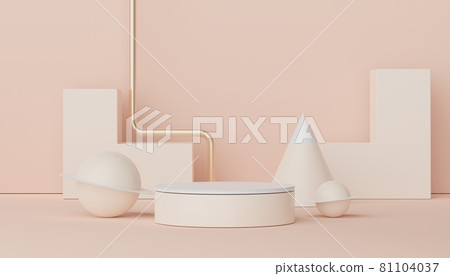 Abstract display podium with minimal geometric shapes design. 3d rendering scene for mock up and product presentation. Pedestal platform for cosmetic advertise. Abstract display podium with minimal geometric shapes design. 3d rendering scene for mock up and product presentation. Pedestal platform for cosmetic advertise. 81104037