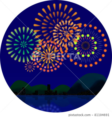Distance Firework Background Fireworks display seen from a distance - Stock Illustration [81104691 ...