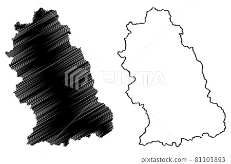 Hunedoara County (Administrative divisions of Romania, Vest development region) map vector illustration, scribble sketch Hunedoara map.. 81105893