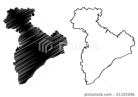 Giurgiu County (Administrative divisions of Romania, Sud - Muntenia development region) map vector illustration, scribble sketch Giurgiu map.... 81105896