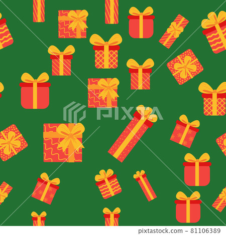 Seamless background with Christmas boxes and gifts. Christmas packaging, new year 81106389