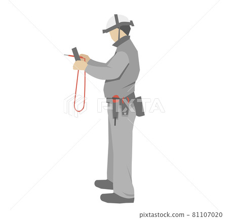 工人站在測試儀旁，電氣工作 81107020