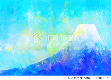 手繪富士山新年賀卡日出藍色 81107393