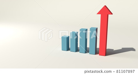 Upward bar graph and arrow 81107897