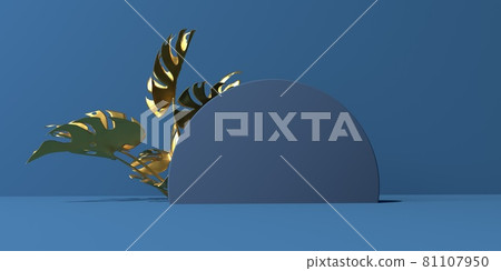 3D render of circle wall and shadow of tropical plants 3D render of circle wall and shadow of tropical plants 81107950