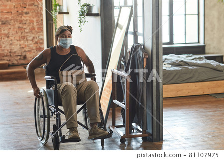 Woman with Disability Wearing Mask Woman with Disability Wearing Mask 81107975