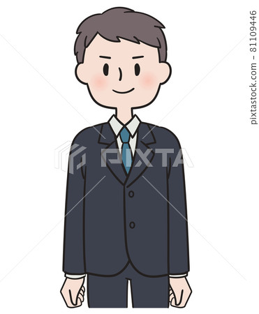 A man in a suit standing with a flat look A man in a suit standing with a flat look 81109446