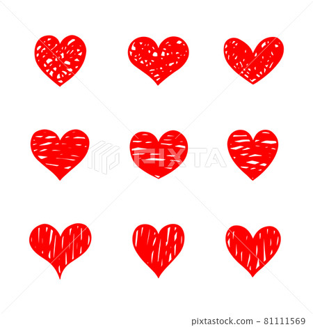 set of doodle hearts isolated on white background. hand drawn of icon love. vector illustration. set of doodle hearts isolated on white background. hand drawn of icon love. vector illustration. 81111569