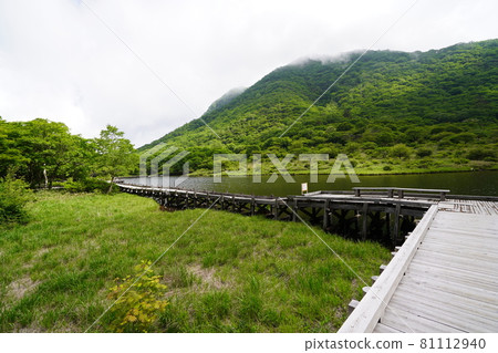 Gunma Prefecture Akagiyama Marsh A wooden path over the waterside of Kakumanbuchi Gunma Prefecture Akagiyama Marsh A wooden path over the waterside of Kakumanbuchi 81112940