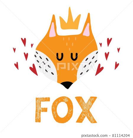 Childrens hand-drawn illustration of a red fox. Childrens hand-drawn illustration of a red fox. 81114204
