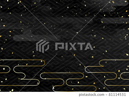 Calm Japanese pattern of black and gold 81114531