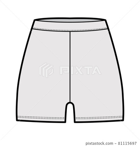 Bike shorts Leggings technical fashion illustration with natural waist, high rise, micro length. Flat training pants Bike shorts Leggings technical fashion illustration with natural waist, high rise, micro length. Flat training pants 81115697