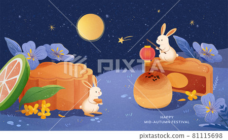 Mid Autumn mooncake theme banner 81115698