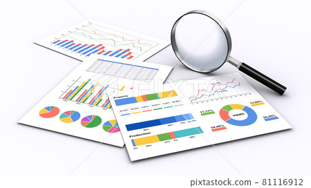 Business materials and magnifying glass Business materials and magnifying glass 81116912