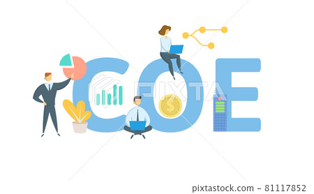 COE, Center of Excellence. Concept with keyword, people and icons. Flat vector illustration. Isolated on white. COE, Center of Excellence. Concept with keyword, people and icons. Flat vector illustration. Isolated on white. 81117852