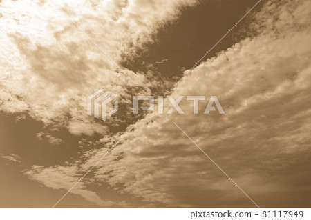 Blue sky, white clouds, sepia toning 81117949