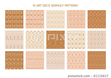 Art Deco 1920s Seamless Patterns Set in a Trendy minimal Style. Vector Abstract Retro backgrounds with Geometric Shapes 81118817