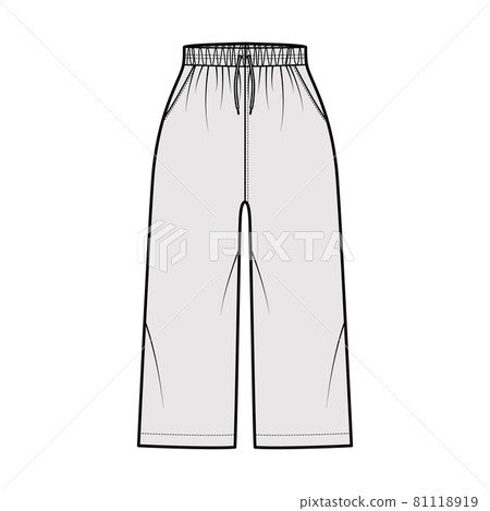 Bermuda shorts Activewear technical fashion illustration with elastic normal waist, rise, drawstrings, pockets, Relaxed 81118919