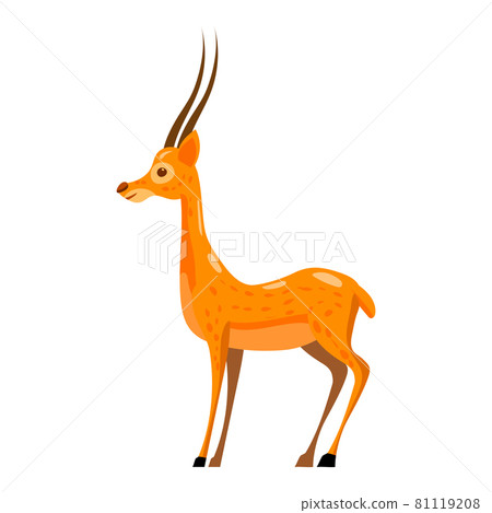 Antelope african, long horns, mammal wild animal, gaselle. Vector illustration cartoon style 81119208