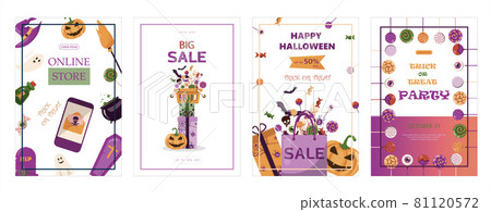 Vector banner for Halloween Cartoon template design for ad, sales, party invitations Vector banner for Halloween Cartoon template design for ad, sales, party invitations 81120572