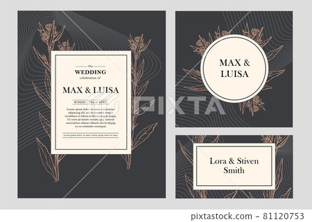 Vintage wedding set with botanical. Wedding invitation, save the date, reception card. Wedding concept. Floral poster, invite. 81120753