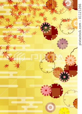秋葉楓菊花秋背景 插圖素材 圖庫