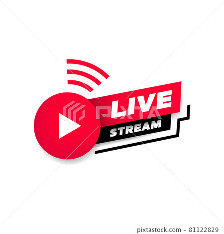 Live stream with play button icon symbol. 81122829