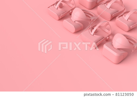 Top view virtual reality glasses for online gaming on pink background 81123050