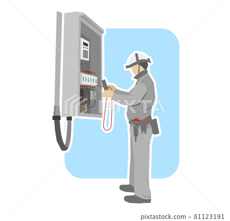 Worker checking the voltage inside the switchboard (Standing 02) 81123191