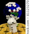Frog, moon and earth block art 81123270
