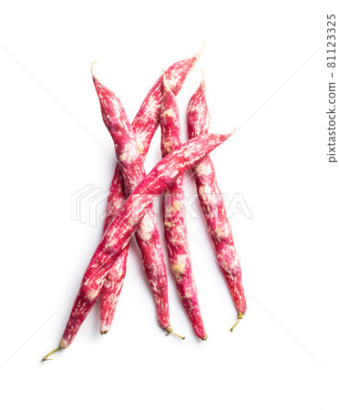Cranberry beans. Beans pods isolated on white background. Cranberry beans. Beans pods isolated on white background. 81123325