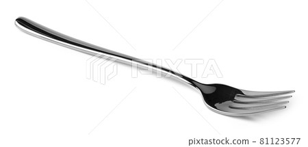 Silver dining fork isolated on white background 81123577