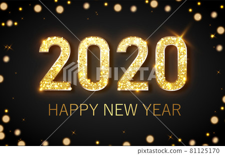 Happy new year 2020 banner.Golden Vector luxury text 2020 Happy new year. Gold Festive Numbers Design. 81125170